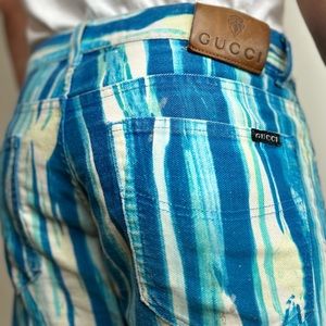 Vintage Gucci Blue pattern Cut Off Jeans
